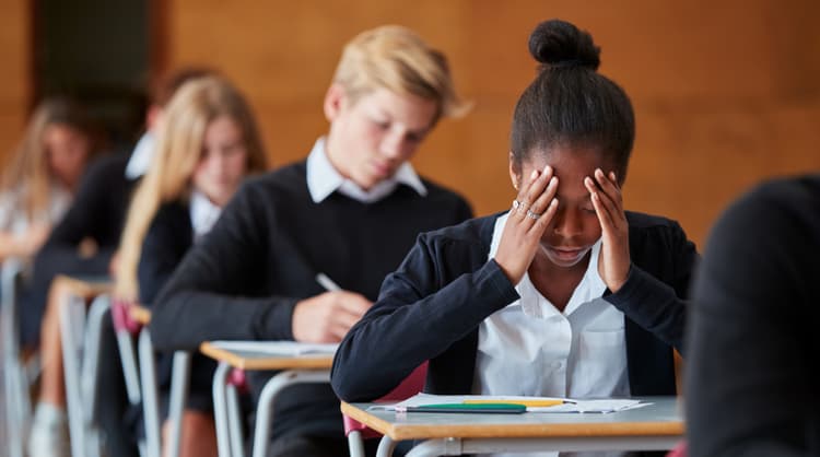 anxious student during exams