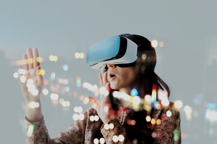 woman participating in virtual reality game