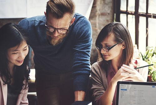 marketing professionals working together