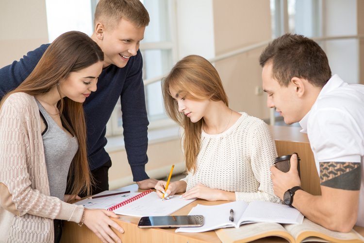 students doing exam prep