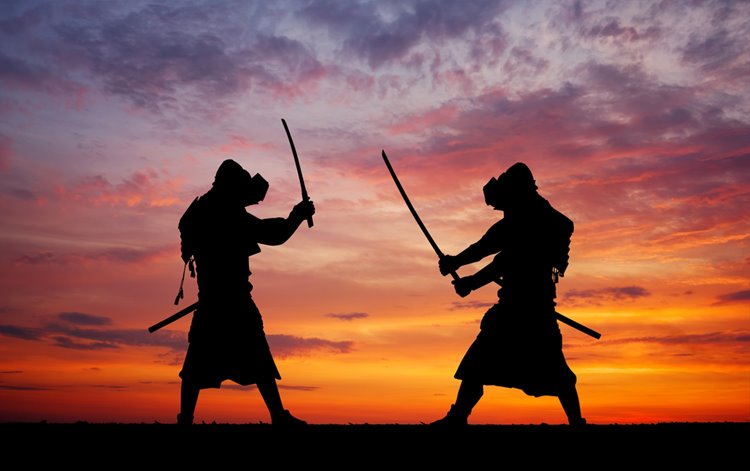 samurais having a duel